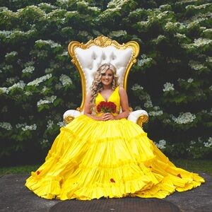 Elegant Yellow Ball Gown Belle of the Ball/Prom